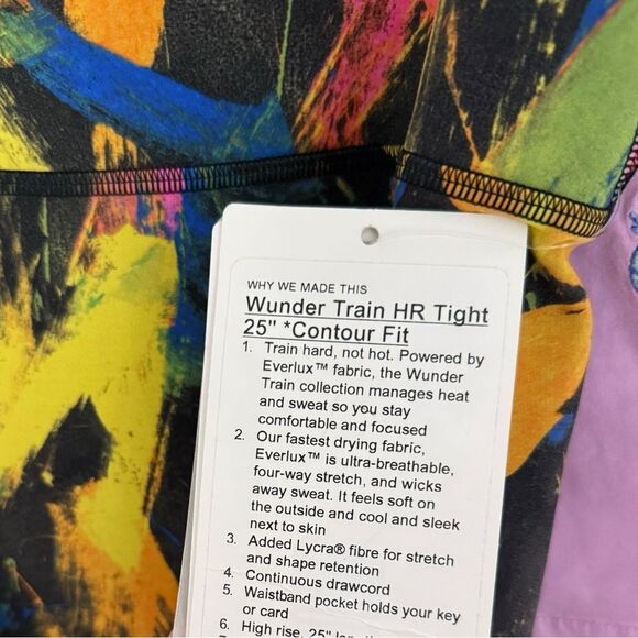 Lululemon Black Colorful Wunder Train High-Rise Tight 25" - Picture 6 of 8